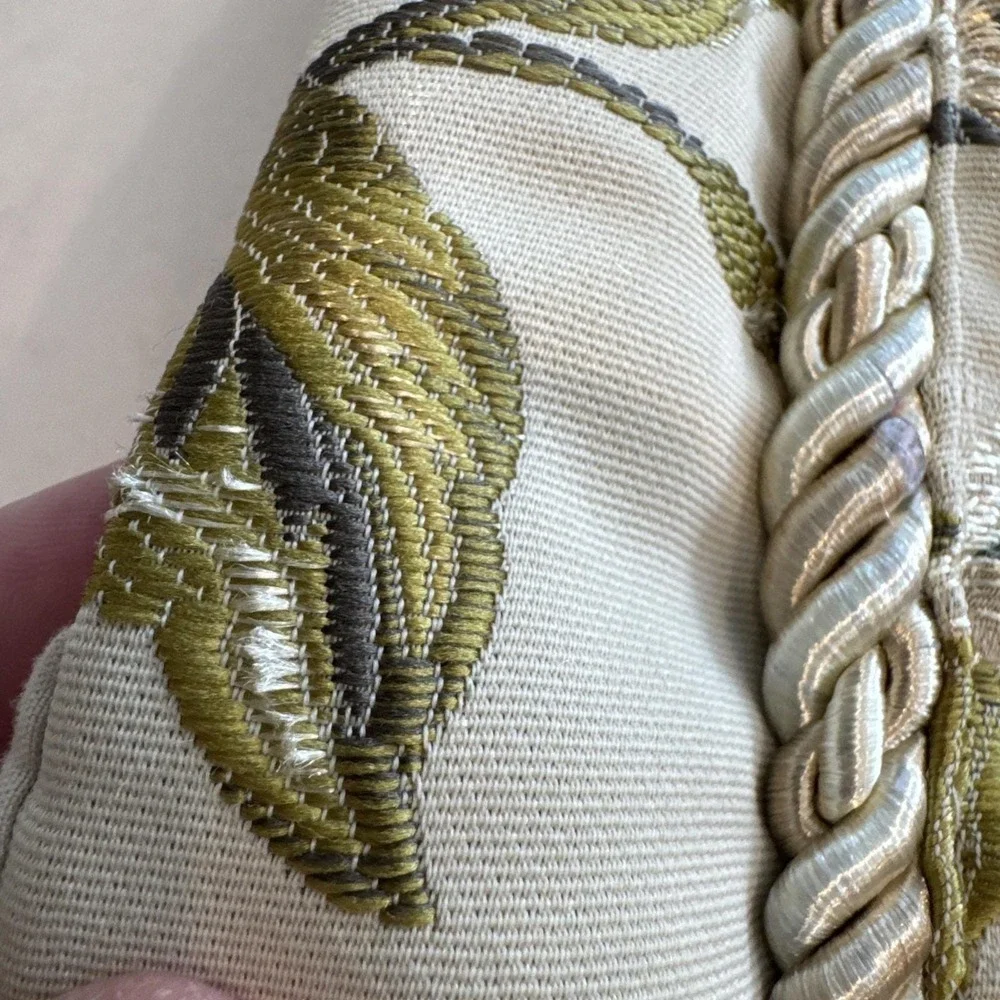 Croscill King Pillow‎ Shams Set 2 Floral Embroidered Sage Green Rope Trim 36x20